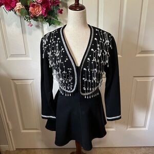 Judy’s | Black and White Embellished Bolero Crop Jacket | Size: Small